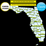 Florida maps, element frame, USA state, drag and drop in canva