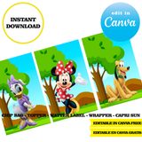 Mickey and his friends, editable template, Canva editable instant digital download, chip bag, topper, label