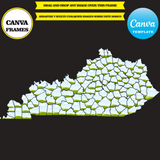 Kentucky maps, element frame, USA state, drag and drop in canva