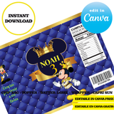 Mickey prince, editable template, Canva editable instant digital download, chip bag, topper, label