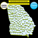 Georgia maps, element frame, USA state, drag and drop in canva