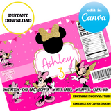 Minnie fairy, editable template, Canva editable instant digital download, chip bag, topper, label