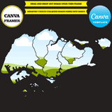 Singapore maps, element frame,mockups, drag and drop in canva