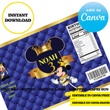 Mickey prince, editable template, Canva editable instant digital download, chip bag, topper, label