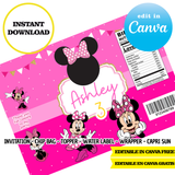 Minnie Mouse, editable template, Canva editable instant digital download, chip bag, topper, label