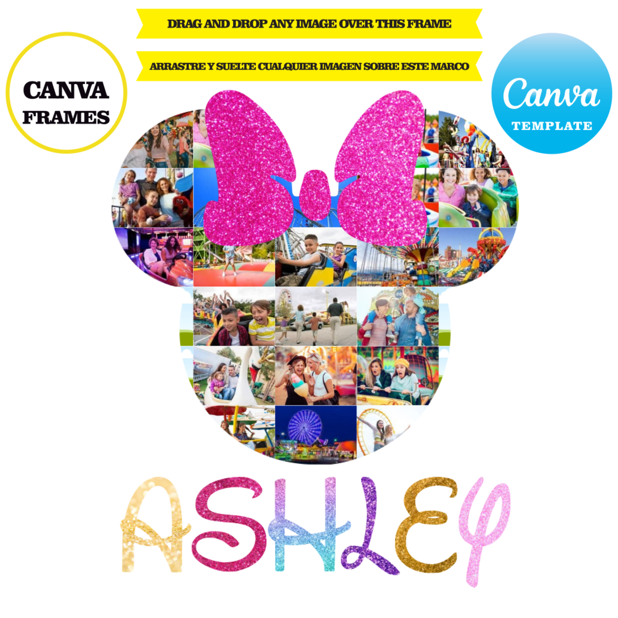 Disney Frame Work Disney clipart, frame template mockup, drag and drop, add your own bac ...