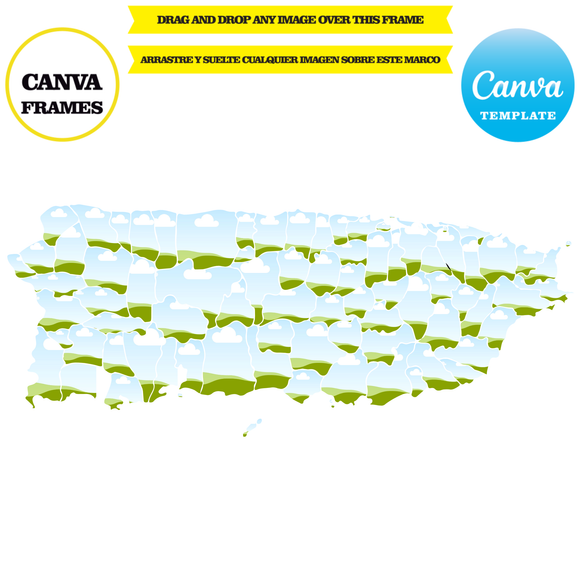 Puerto Rico, frame template Puerto Rico, mockup, drag and drop