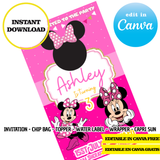 Minnie Mouse, editable template, Canva editable instant digital download, chip bag, topper, label