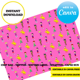 Biper y sus amigos, editable template, Canva editable instant digital download, chip bag, topper, label