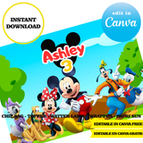 Mickey and his friends, editable template, Canva editable instant digital download, chip bag, topper, label