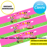 Mickey Farm, editable template, Canva editable instant digital download, chip bag, topper, label