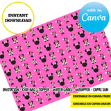 Minnie Mouse, editable template, Canva editable instant digital download, chip bag, topper, label
