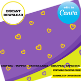 Polly Pocket, editable template, Canva editable instant digital download, chip bag, topper, label