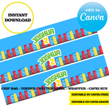 Spidey and His Amazing Friends, editable template, Canva editable instant digital download, chip bag, topper, label, capri sun