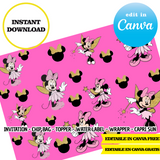 Minnie fairy, editable template, Canva editable instant digital download, chip bag, topper, label
