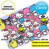 Kit editable para fiesta de Hello Kitty: plantillas de Canva (bolsas para papas fritas, etiquetas y más)
