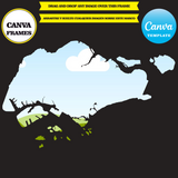 Singapore maps, element frame,mockups, drag and drop in canva