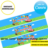 Mickey Farm, editable template, Canva editable instant digital download, chip bag, topper, label