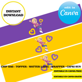 Polly Pocket, editable template, Canva editable instant digital download, chip bag, topper, label