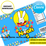 Simon Super Rabbit, editable template, Canva editable instant digital download, chip bag, topper, label,