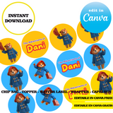 Paddington bear, editable template, Canva editable instant digital download, chip bag, topper, label