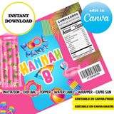 Pool party, editable template, CANVA