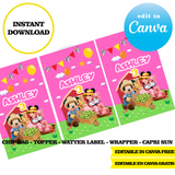 Mickey Farm, editable template, Canva editable instant digital download, chip bag, topper, label