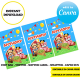 Mickey Farm, editable template, Canva editable instant digital download, chip bag, topper, label