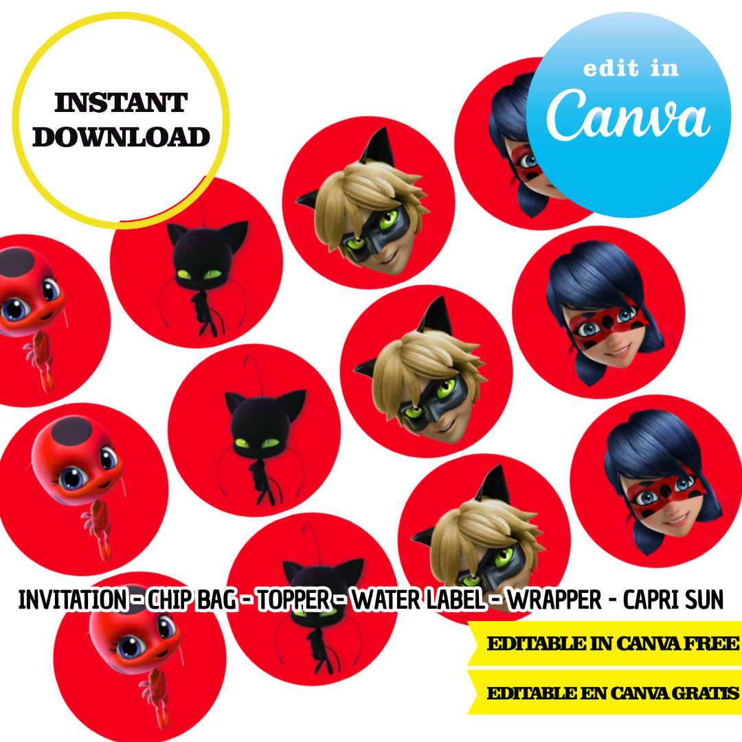 Tag Lady Bug Miracoulus - Ladybug - Canva Templates (Chip Bags, Labels & More ...