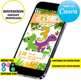 Baby Dinos, editable template, Canva editable instant digital download, PDF invitation