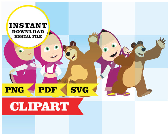 Masha and the bear, images, clipart SVG, PDF, PNG