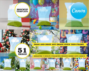 Chip bag set, frame elements, drag and drop - CANVA