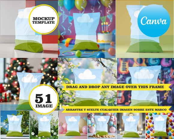 Chip bag set, frame elements, drag and drop - CANVA