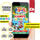 Mickey Mouse Clubhouse, pool party, Animated video Invitation