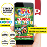 Mickey Mouse Clubhouse, pool party, Animated video Invitation