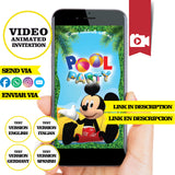 Mickey Mouse Clubhouse, pool party, Animated video Invitation