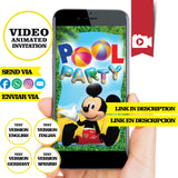 Mickey Mouse Clubhouse, pool party, Animated video Invitation