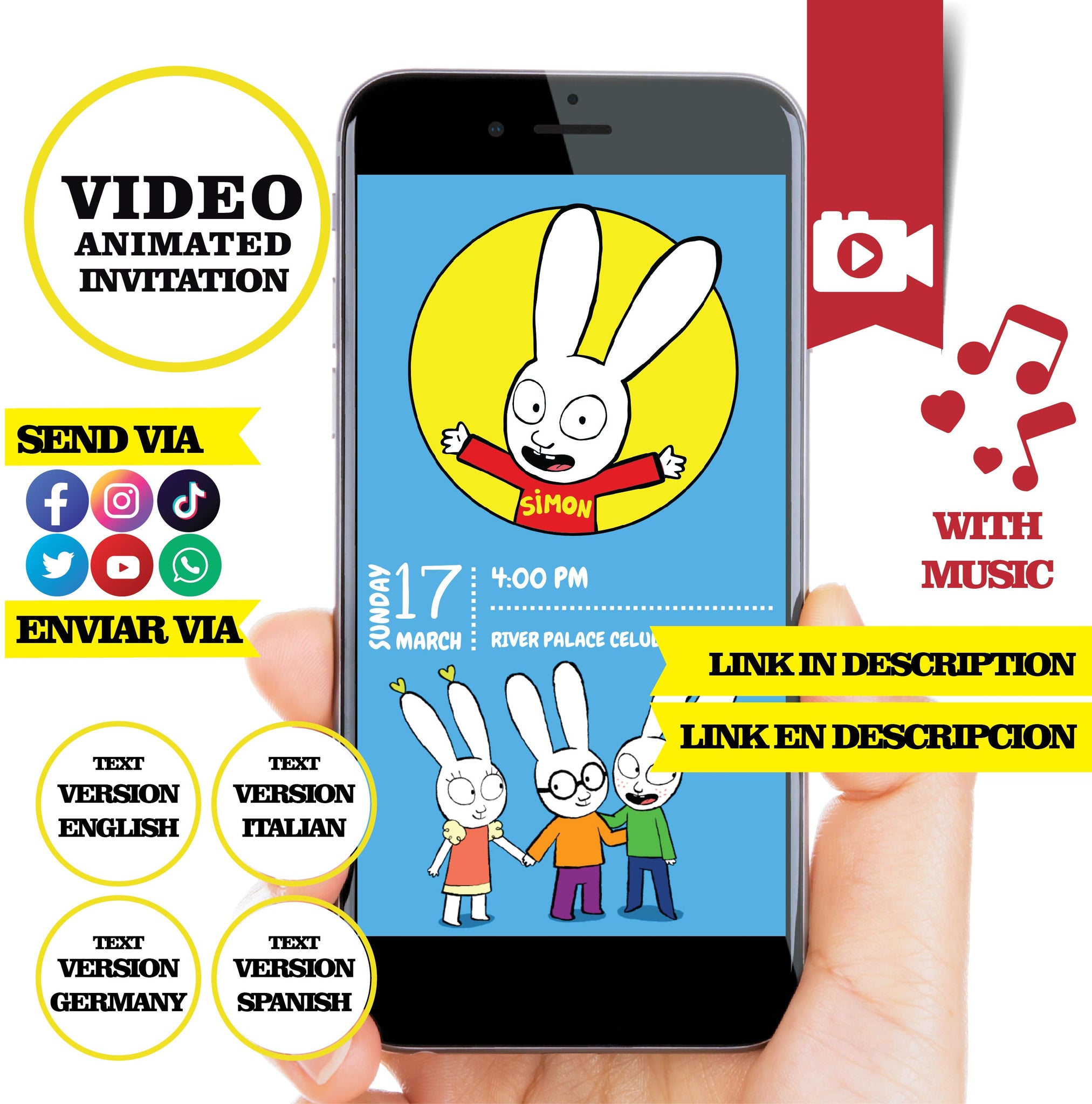 Simon The Rabbit Invitation Simon, Supper Rabbit, Animated video Invitation – Phigraphic