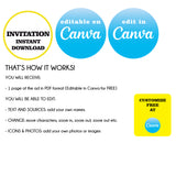 Bob the Train, editable template, Canva editable instant digital download, PDF invitation