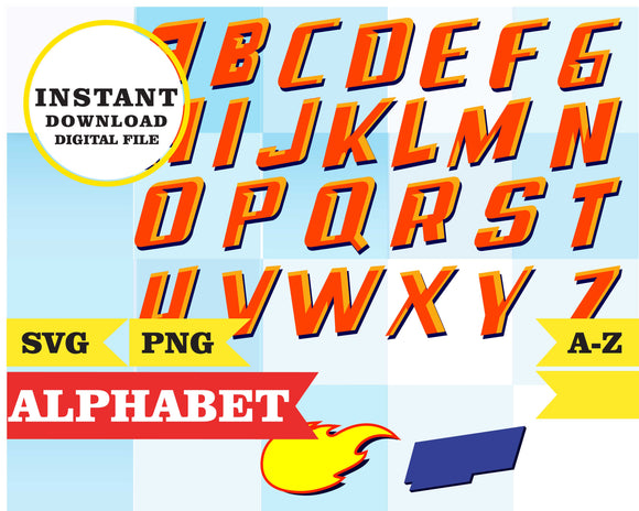 Blaze and the monster machines, alphabet, SVG, PNG files