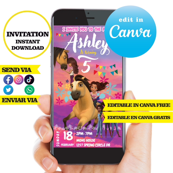 Spirit, editable template, Canva editable instant digital download, PDF invitation