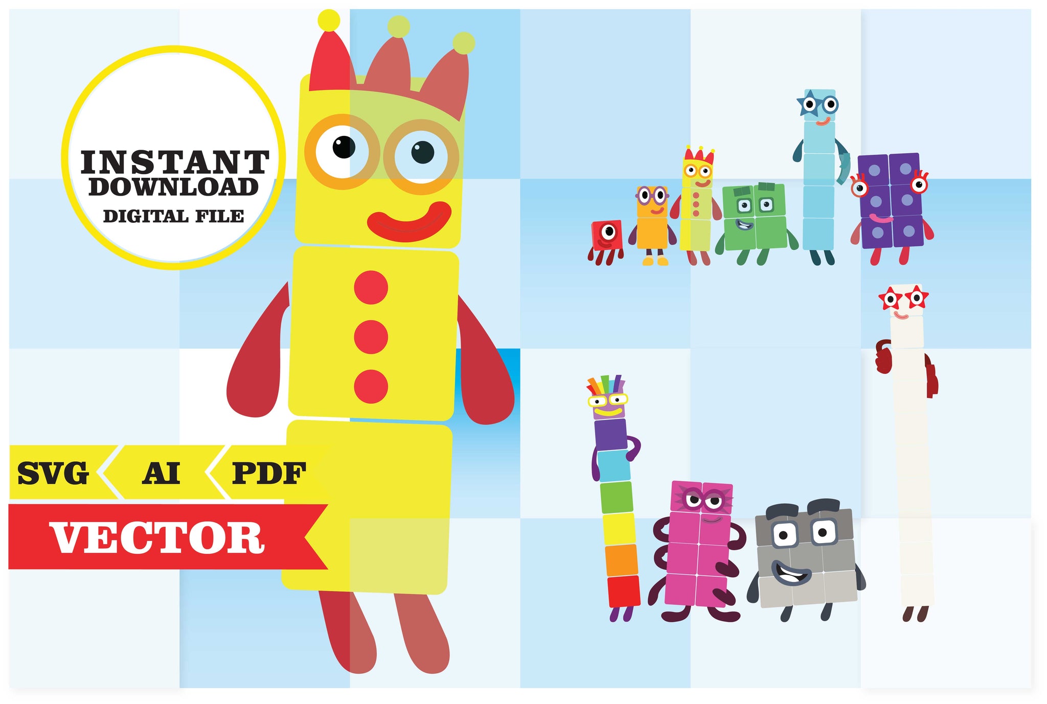 Numberblocks Vector Numberblock clipart SVG, AI, PDF | Phigraphic
