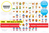 Plim plim CLIPART, png - PDF editable in canva - 74 images