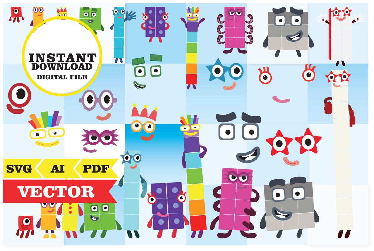 Number Block Vector Numberblock clipart SVG, AI, PDF | Phigraphic