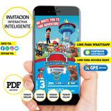 Paw patrol, inteligent invitation, interactive invitation, PDF