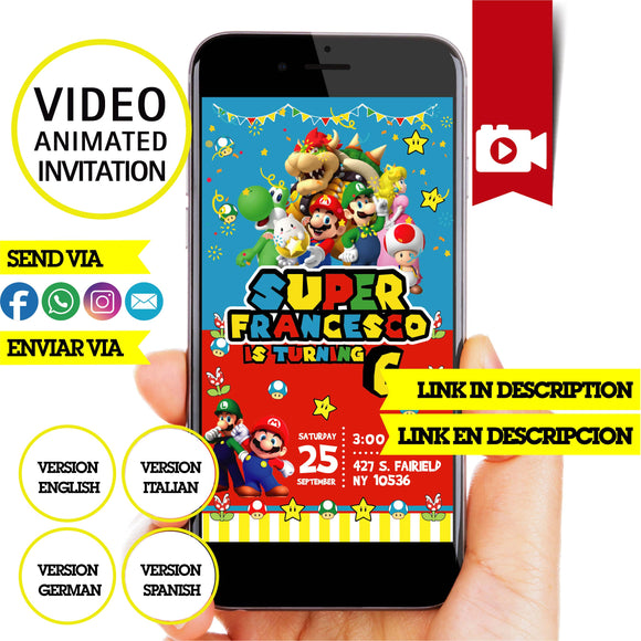 Super Mario Bros, Animated video Invitation