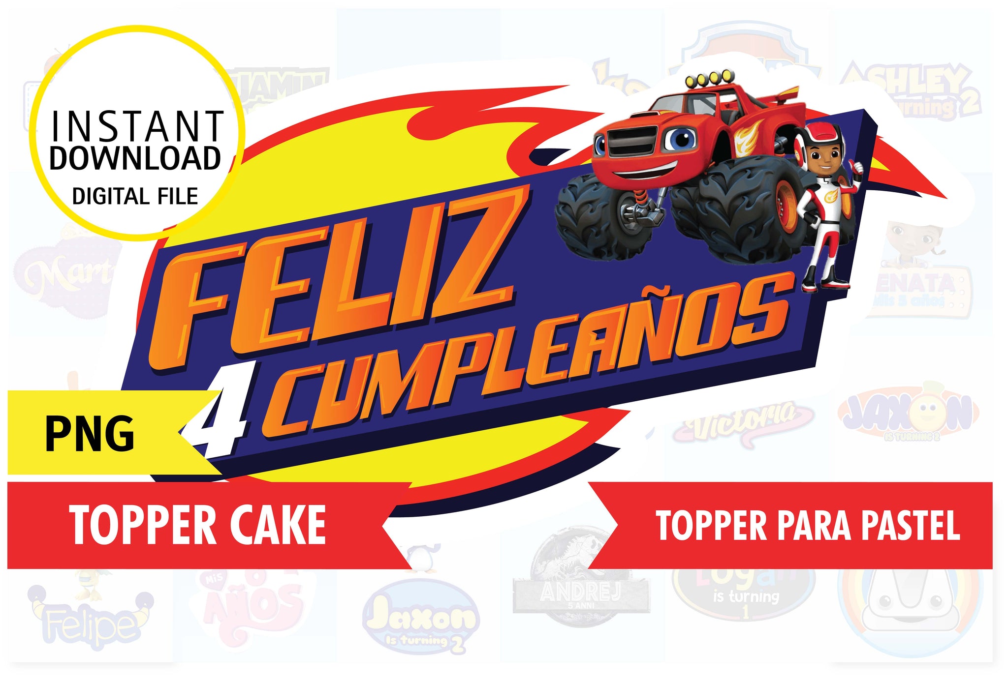 Blaze and the Monster Machines, printable topper cake – Phigraphic