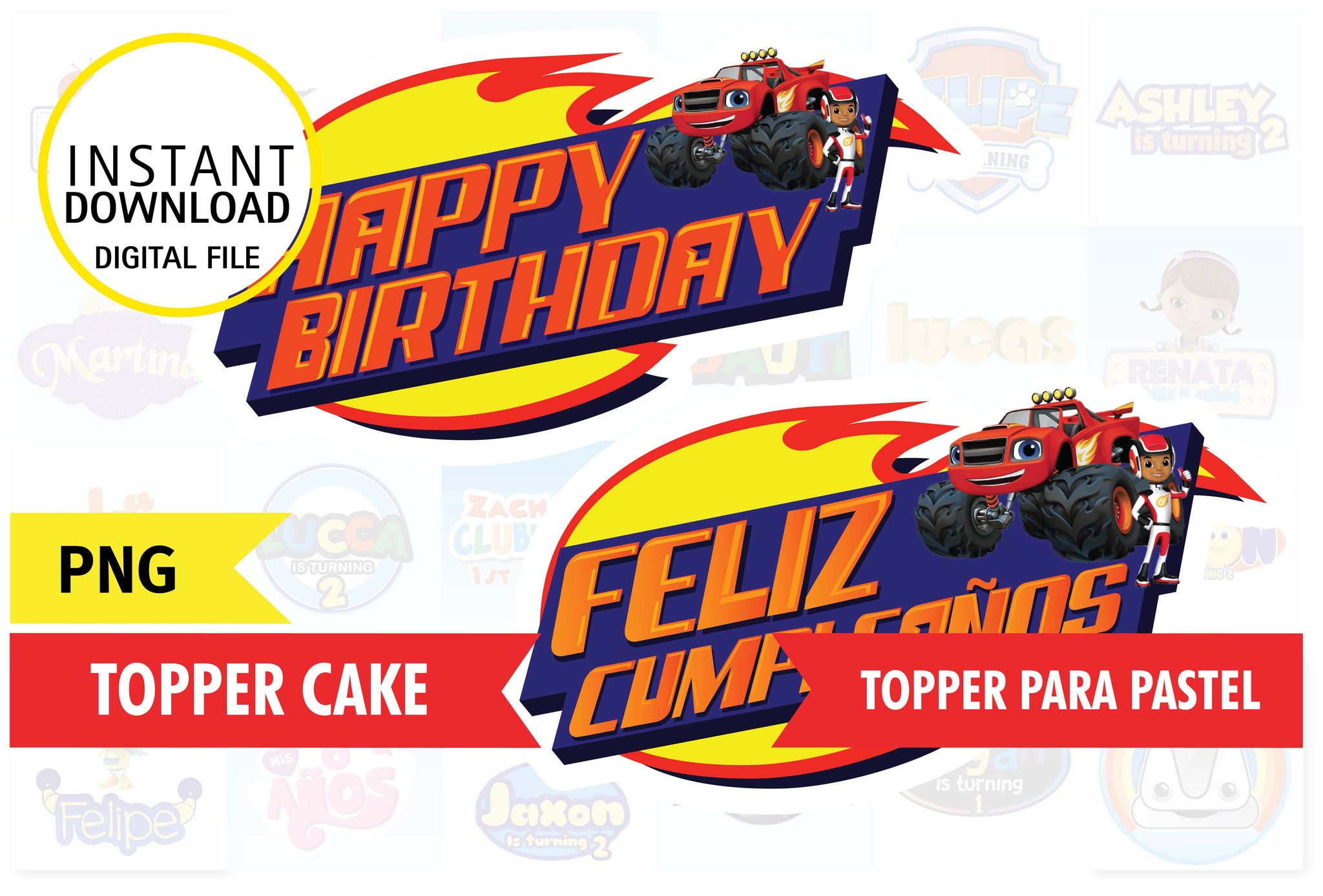 Blaze And The Monster Machines Edible Image Cake Topper Personalized B -  PartyCreationz