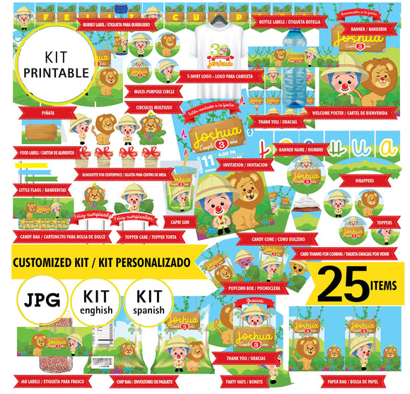 Plim plim safari, Printable kit - 25 FILE