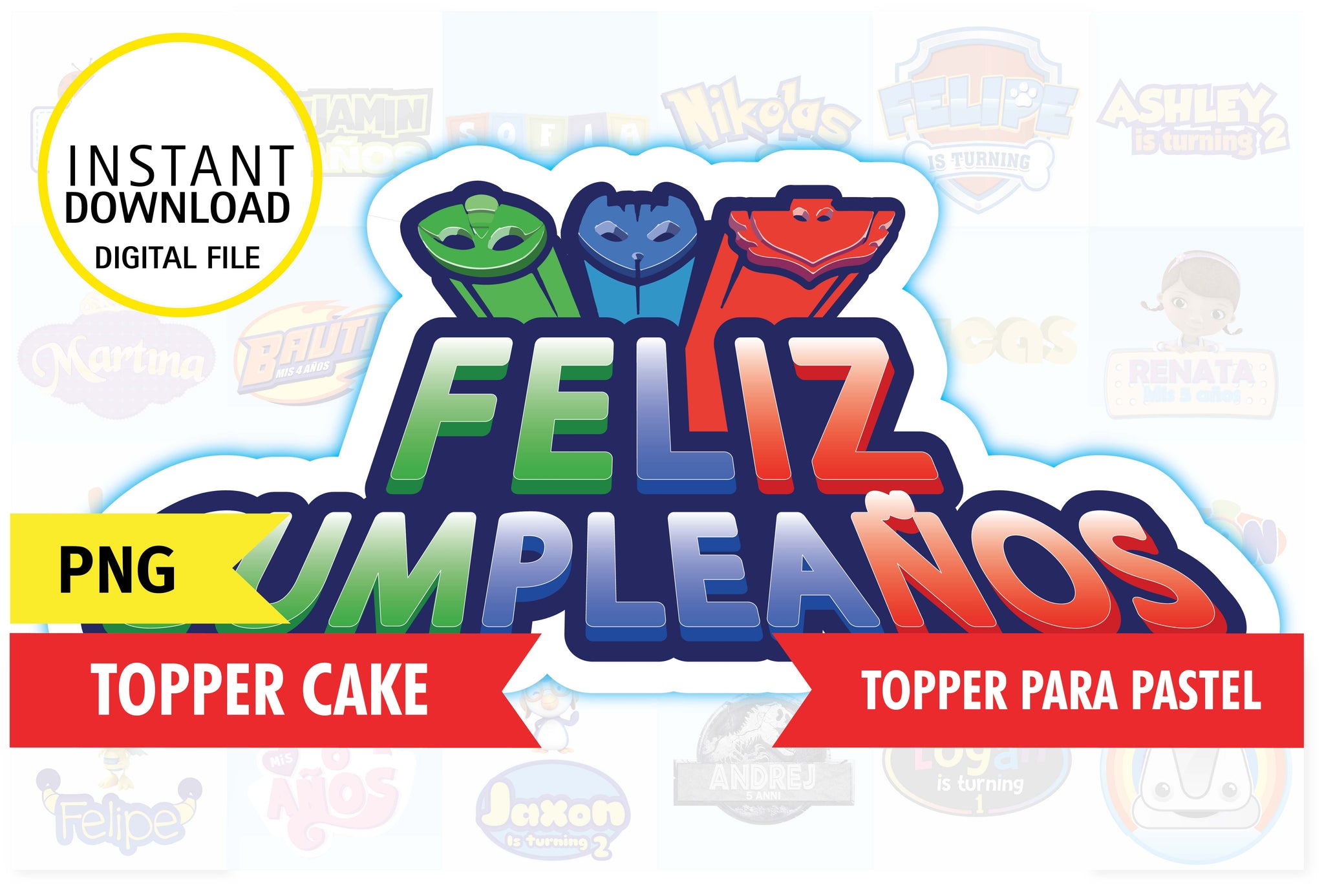 PJ Mask Printable Topper Cake Phigraphic